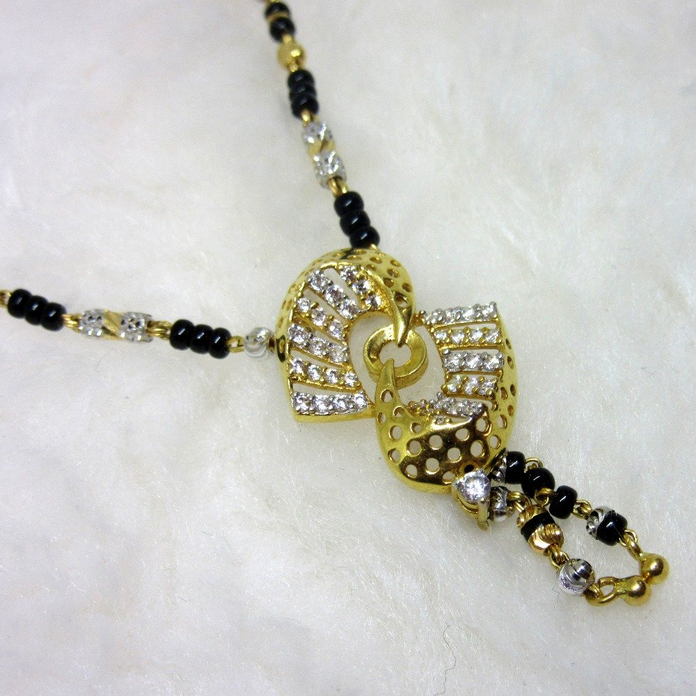 Gold designer single line diamond mangalsutra