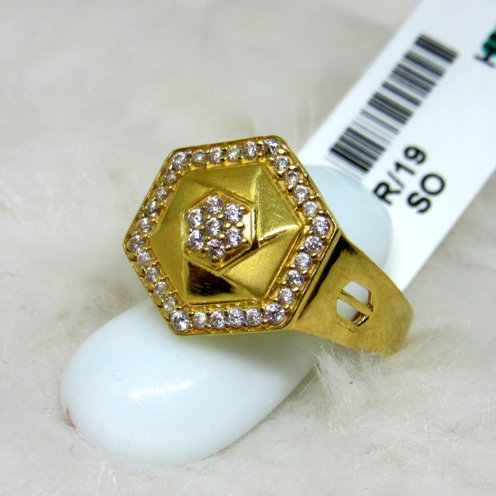 Gold hexagone solid casting ring