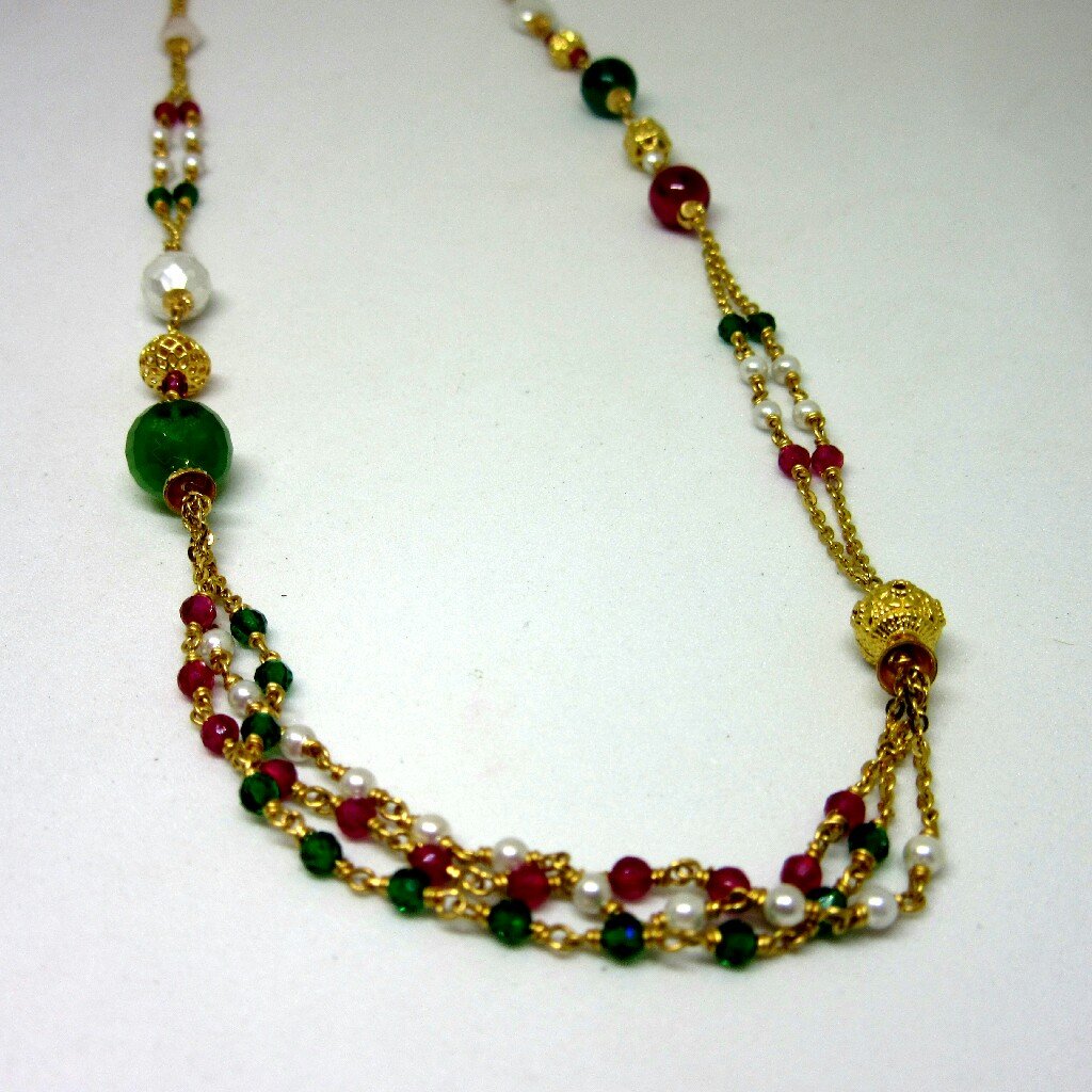 22k 916 Hallmark Antique Color Stone Mala