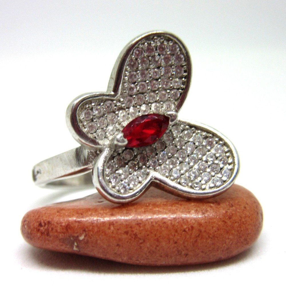 Silver 925 butterfly red diamond ring sr925-30