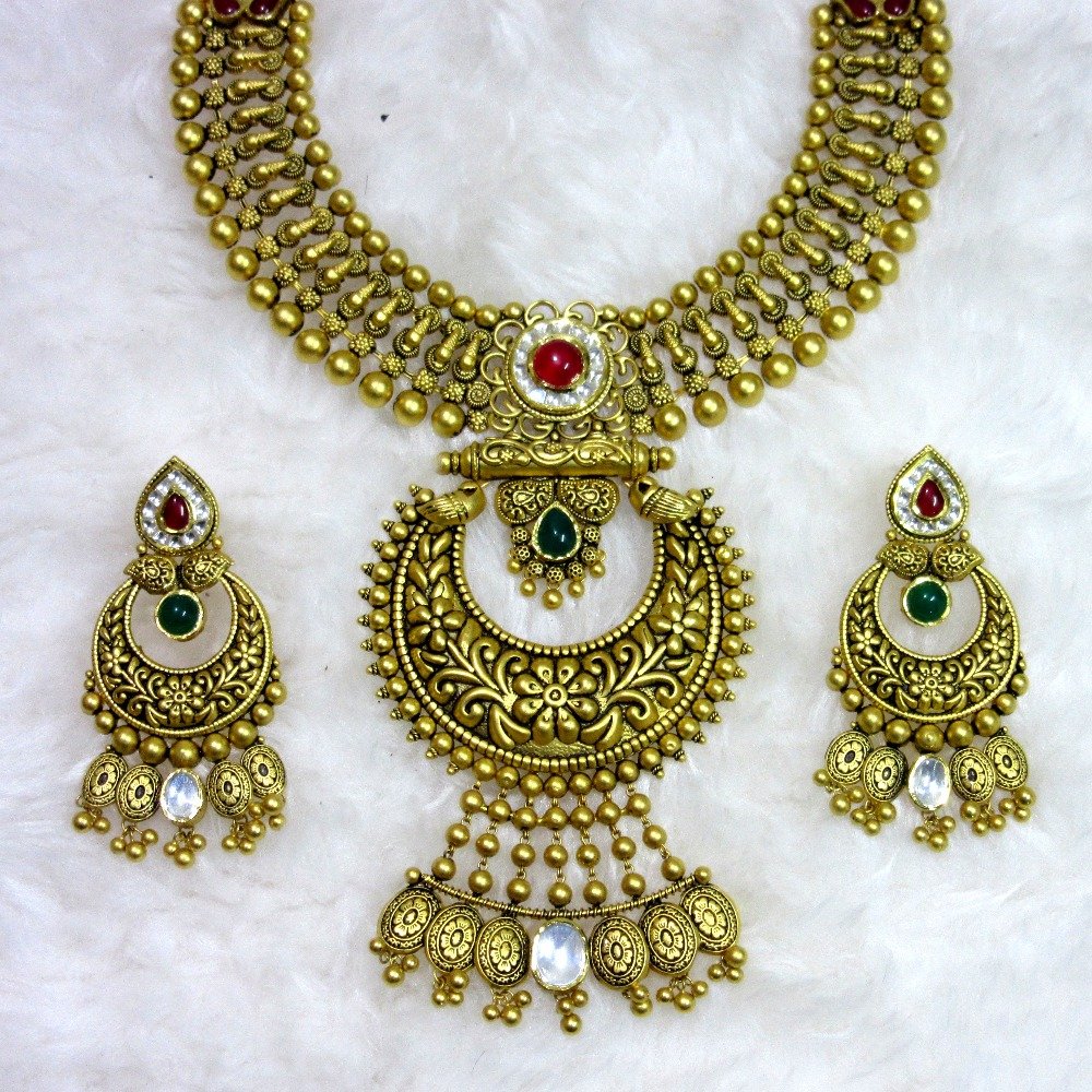 22k gold jadtar oxidized dulhan set