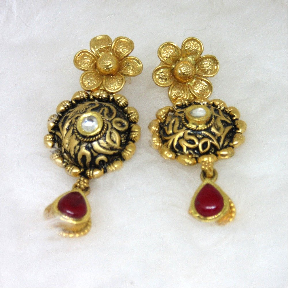 Delicate oxidised round gold hm916 jadtar set