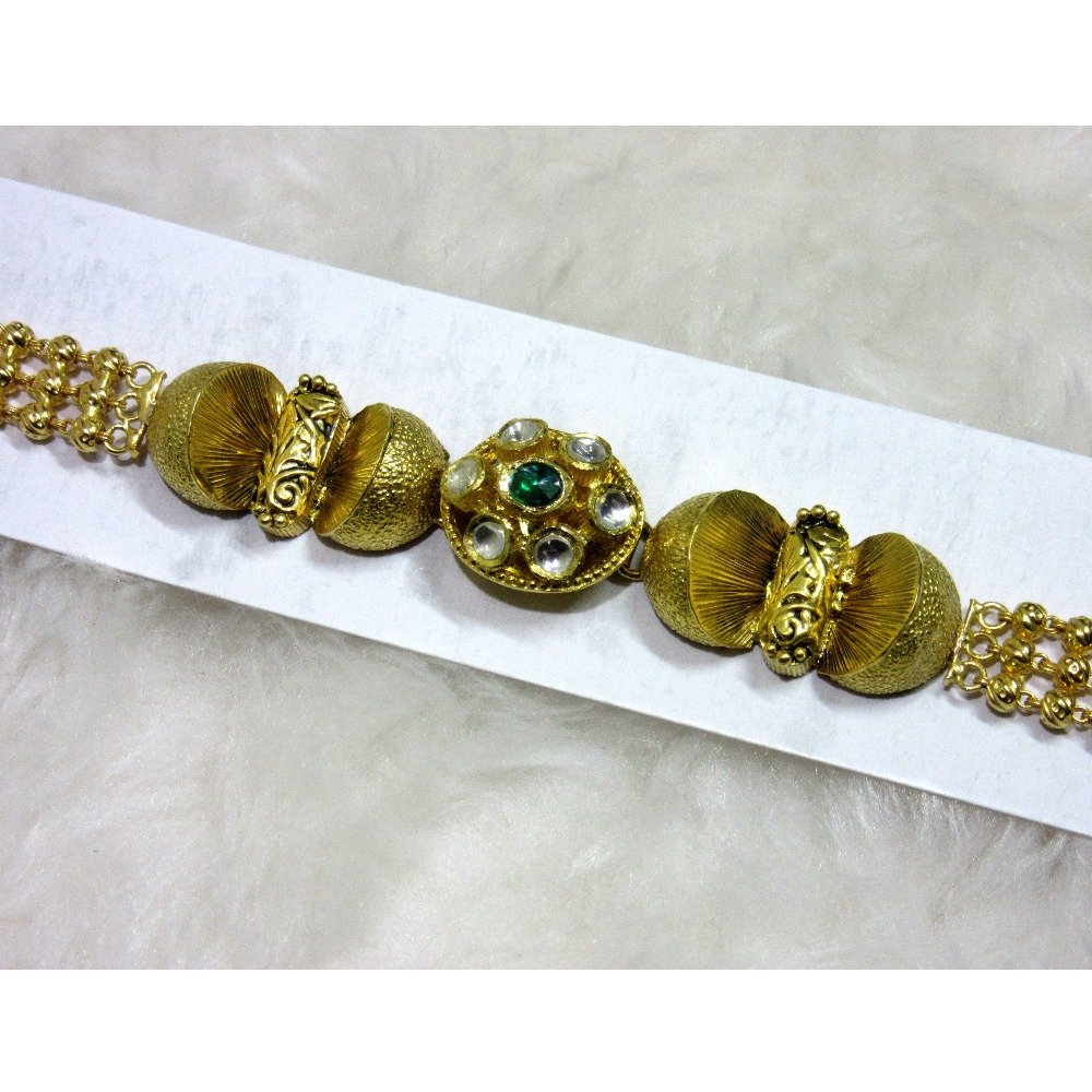 gold 22k hm916 antique jadtar bracelet