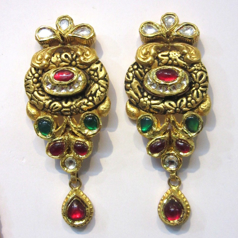 Royal oxidised gold long jadtar necklace set