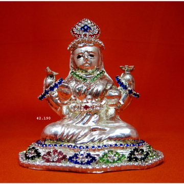 Silver Shree Lakshmi Maa Multi-Color Diamond Murti... by 