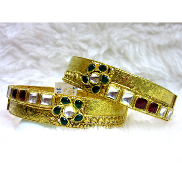 Gold 22k kundan jadtar bangles by 