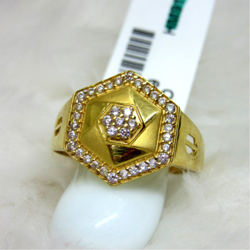 Gold hexagone solid casting ring by 