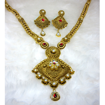 Gold hm916 rajwadi antique jadtar long set by 