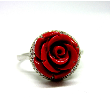 Silver 925 rose meena rare design ring sr925-48 by 