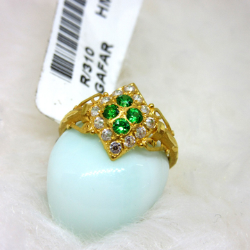 Gold Green Stone Ring by 