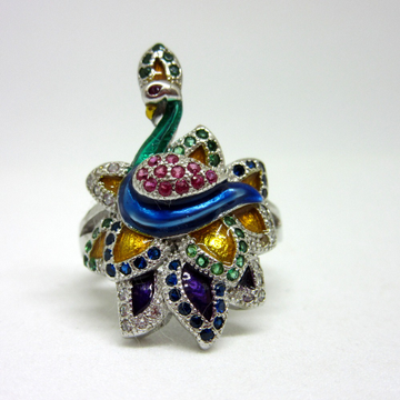 925 silver peacock colorful ring sr925-59 by 