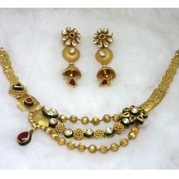 Fashionable three line designer gold jadtar set by 