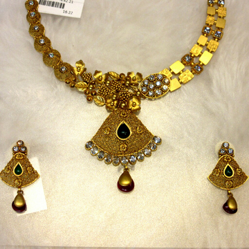 Gold Vine Design Antique Jadtar Necklace by 