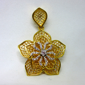 Gold unique designer 3d flower pendent by 