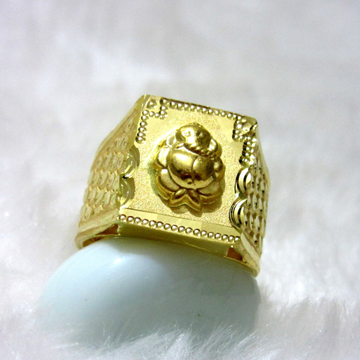 Gold Hm916 Square Ganesha Ring by 