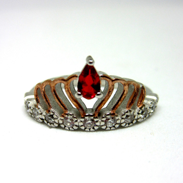 Silver 925 crown ring rose gold polis red stone sr... by 