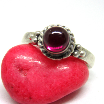 Silver  925 dark pink stone ring sr925-248 by 