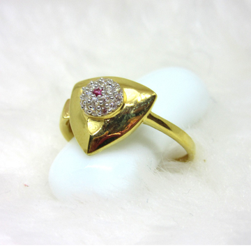 Gold shield shaped clustered ring by 