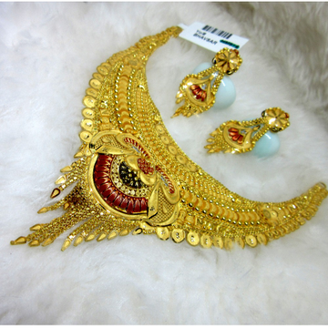 Broad culcutti gold hm916 necklace set by 