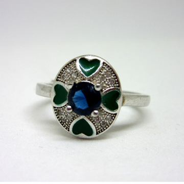 Silver 925 blue diamond meen ring sr925-231 by 