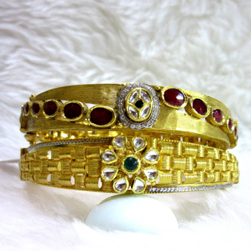 22k double side jadtar kundan bangles by 