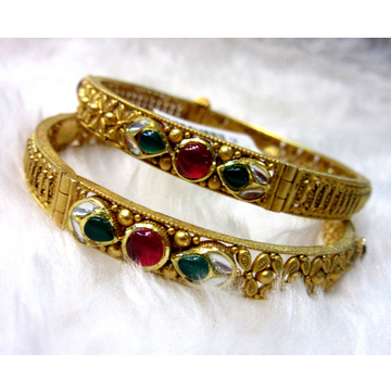 Gold antique modern jadtar women bangles by 