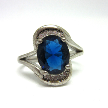 Silver 925 oval shape blue stone ring sr925-197 by 