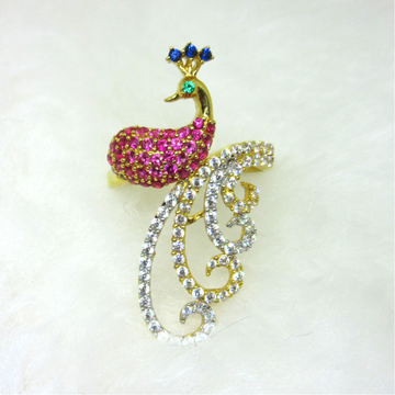 Colourful peacock diamond ring by 
