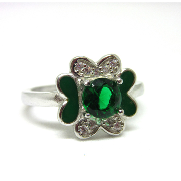 Silver 925 green stone meena ring sr925-106 by 