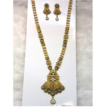 Vintage gold hm916 long jadtar necklace set by 