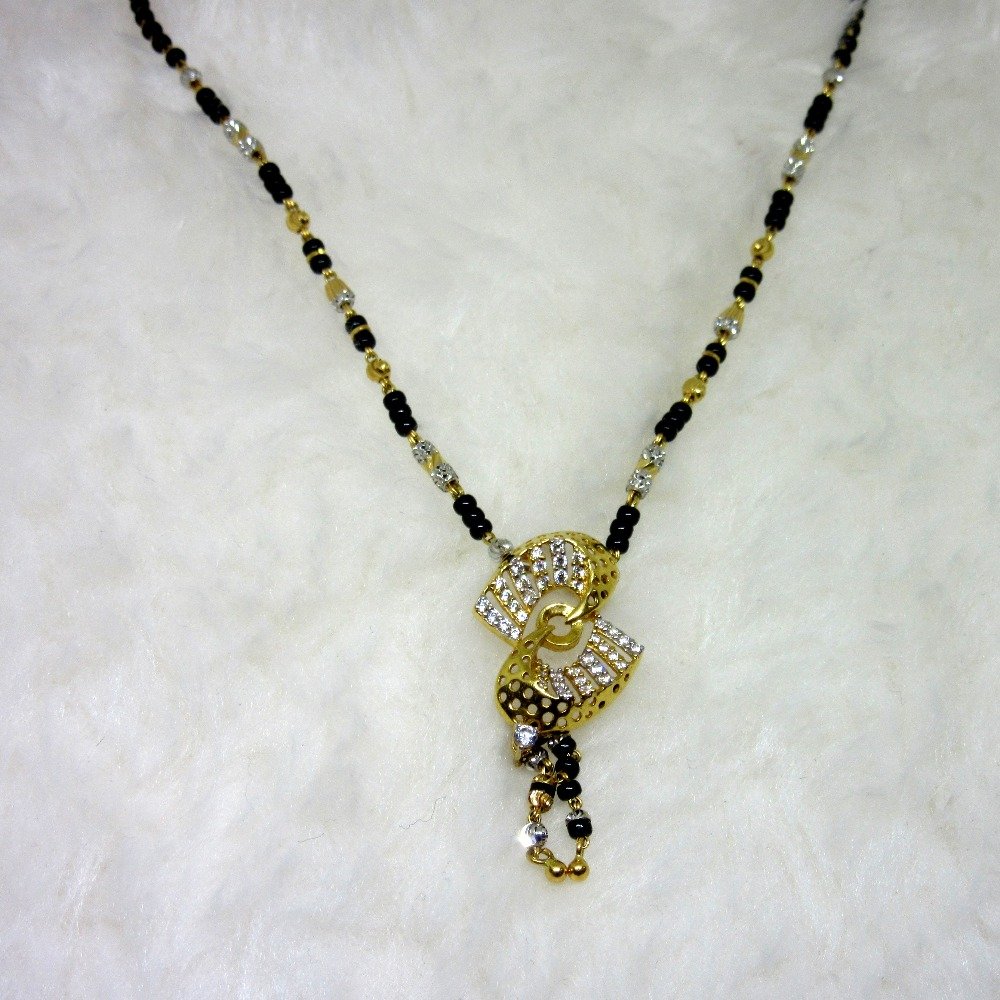 Gold designer single line diamond mangalsutra