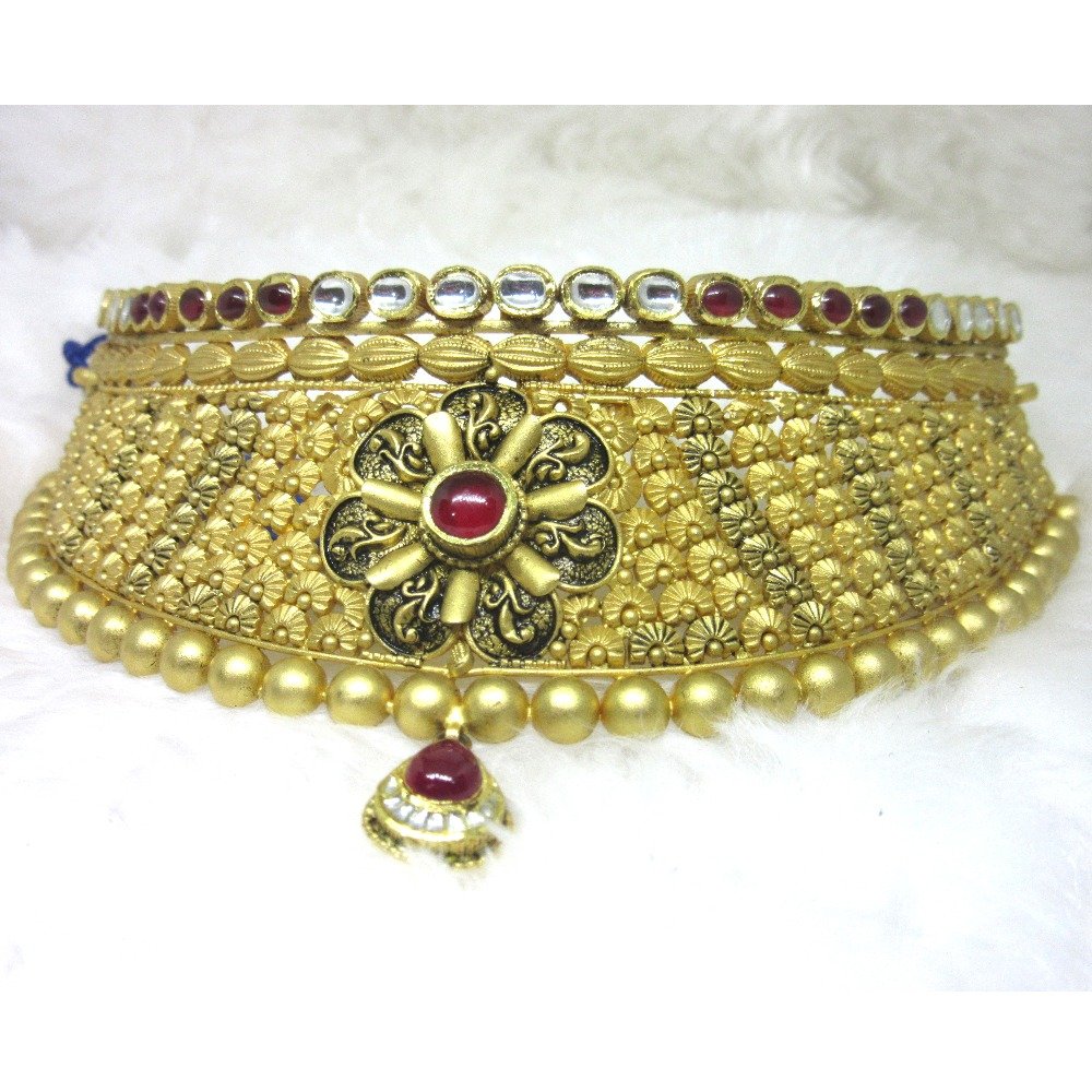 Best designer gold jadtar necklace set