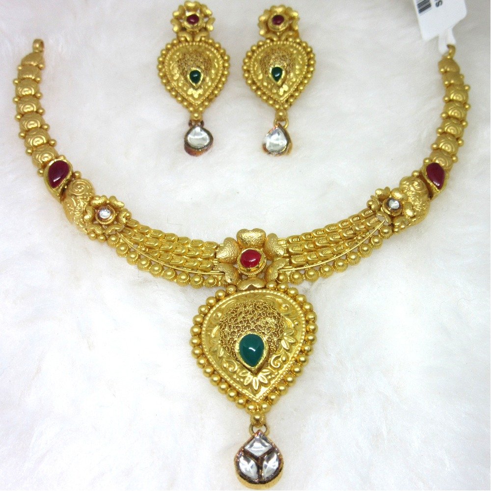 Gold hm916 jadtar necklace set