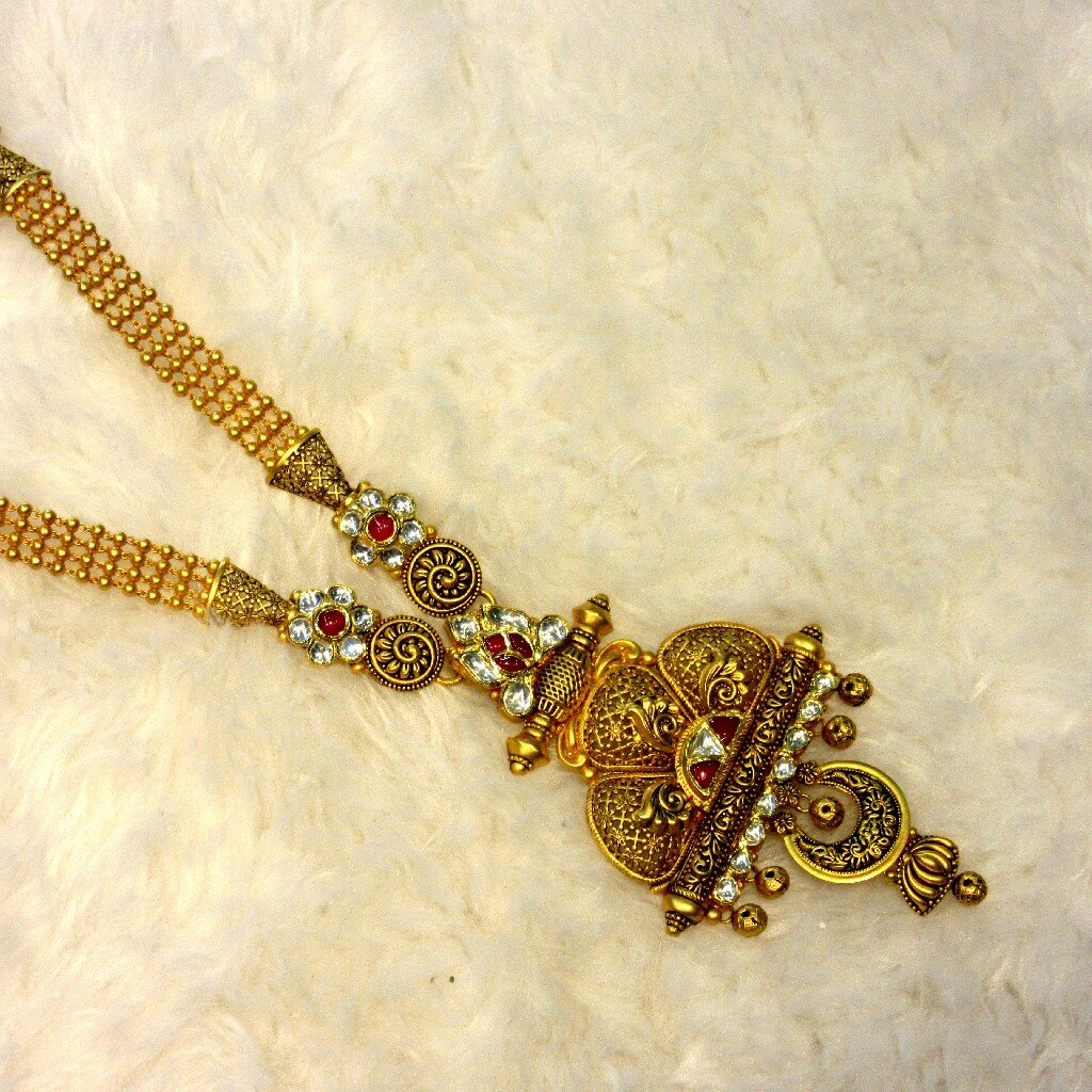 Gold 22k 916 long antique jadtar set