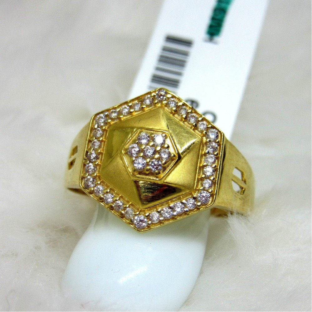 Gold hexagone solid casting ring