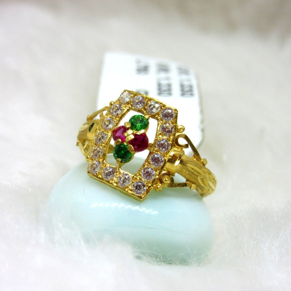 Gold Pink, Green Stone Ring