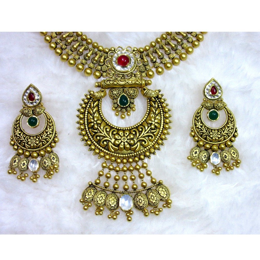 22k gold jadtar oxidized dulhan set