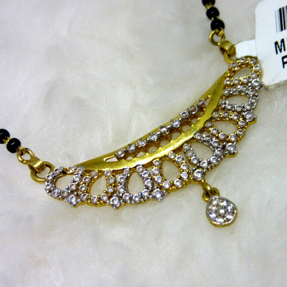 Gold micro diamond mangalsutra with tops