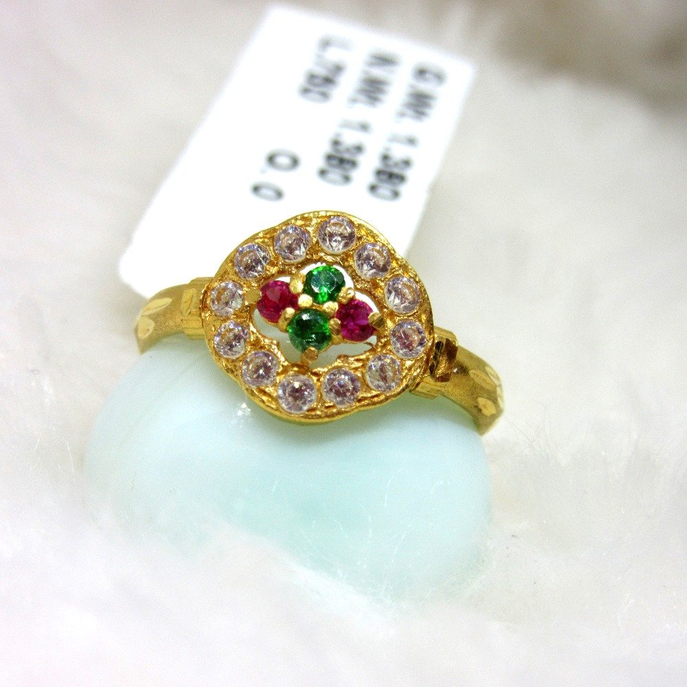 Gold Red, Green Stone Ring