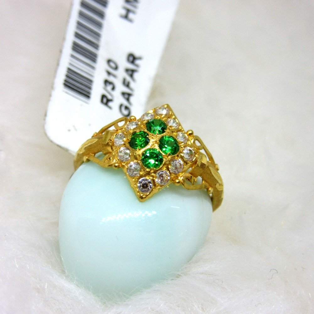 Gold Green Stone Ring