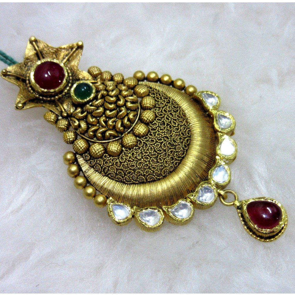 Antique moon shape designer jadtar pendent set