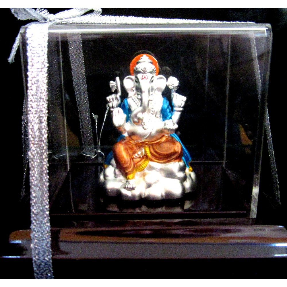 Silver 999 emerald shree ganesh statue (murti) mrt-4