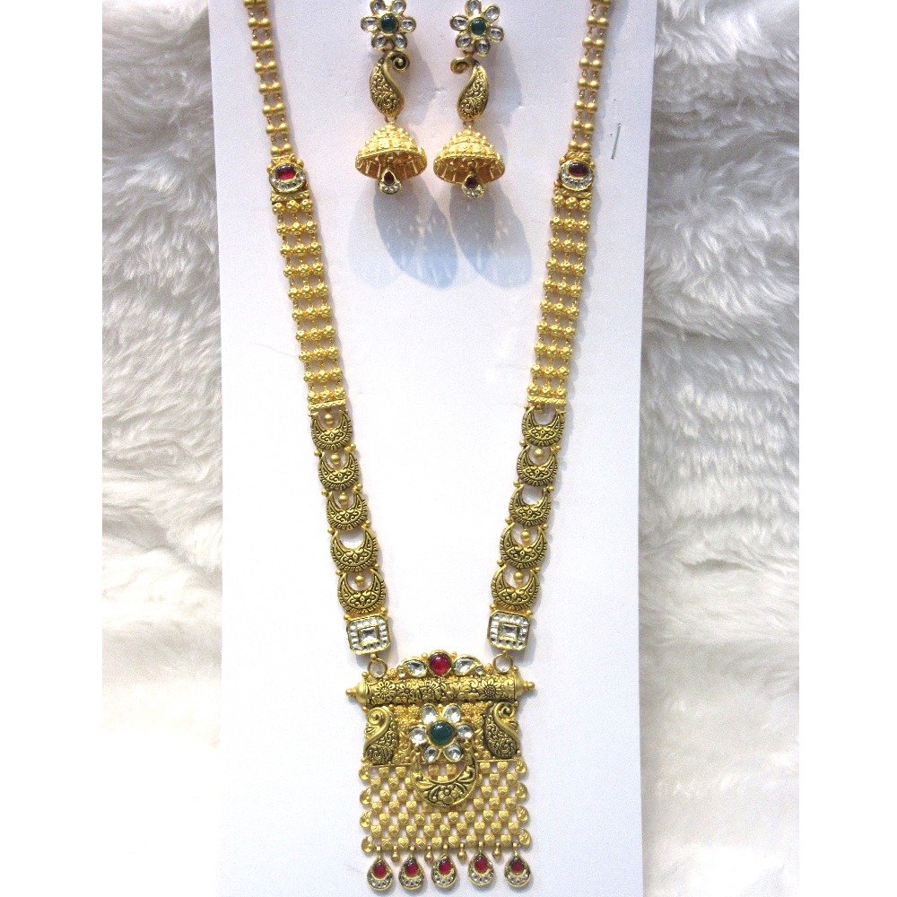 Special square pendent long antique jadtar set