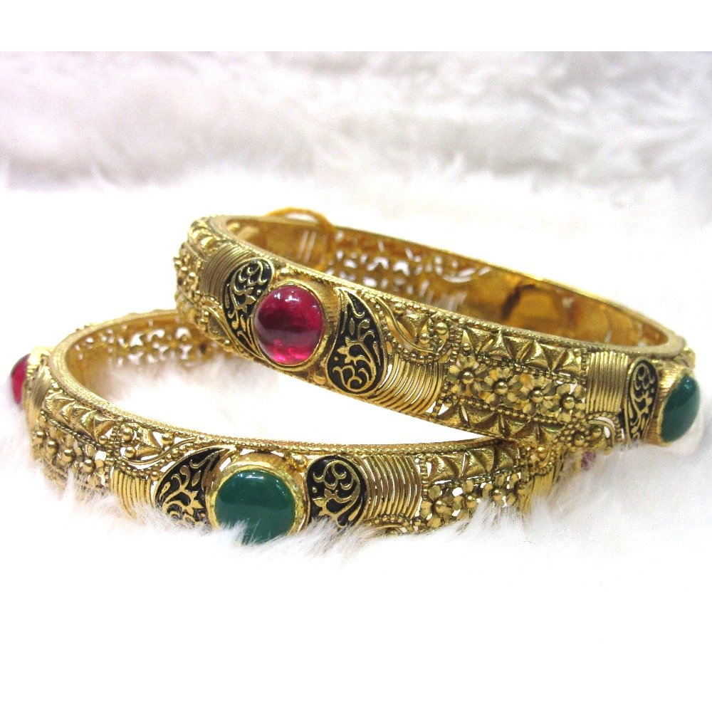 Gold Fancy Oxidized Shade bangles