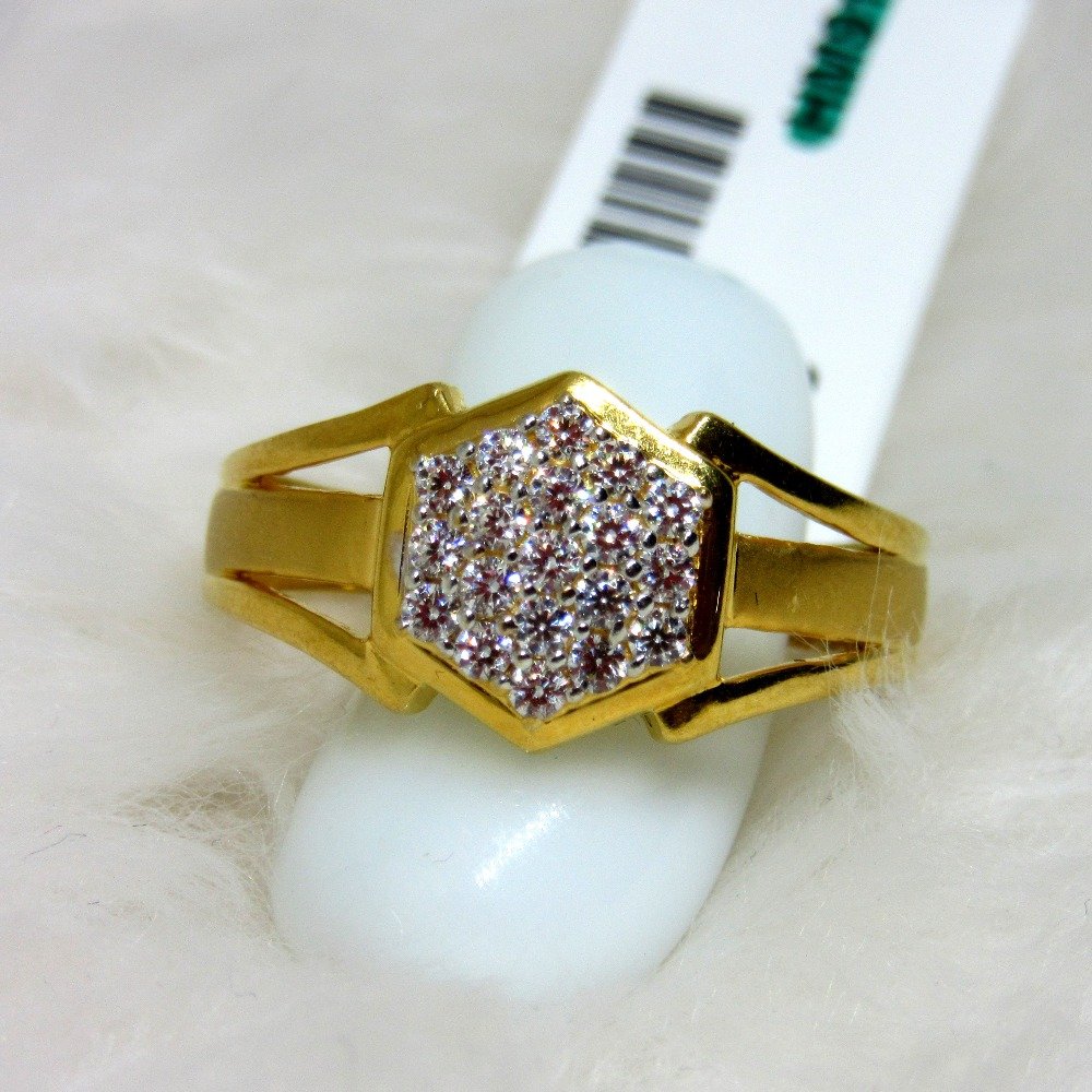 Gold hexagone diamond Casting ring