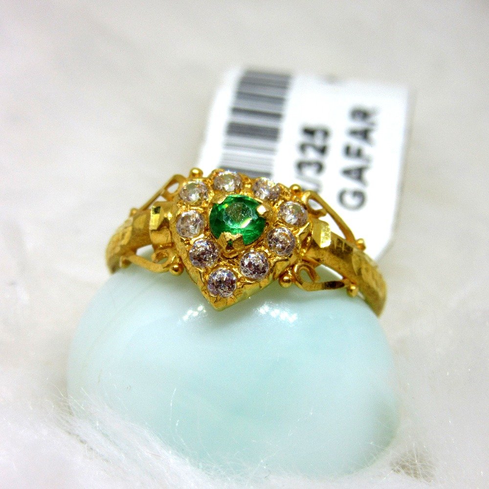 Gold Green Stone Ring