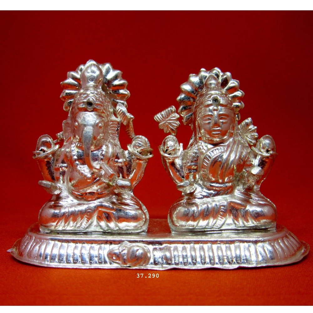 silver shree ganesha-lakshmiji murti (Statue) MRT-224