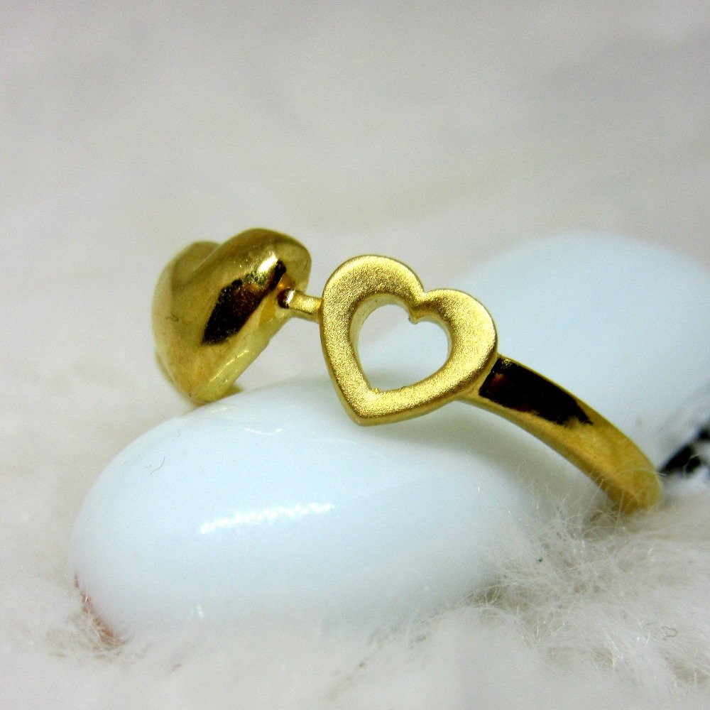Gold twin hearts ring