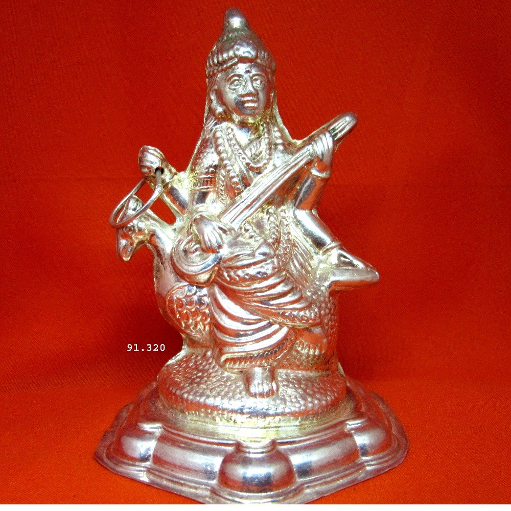 Silver Shree Saraswati Maa Statue(Murti) MRT-8
