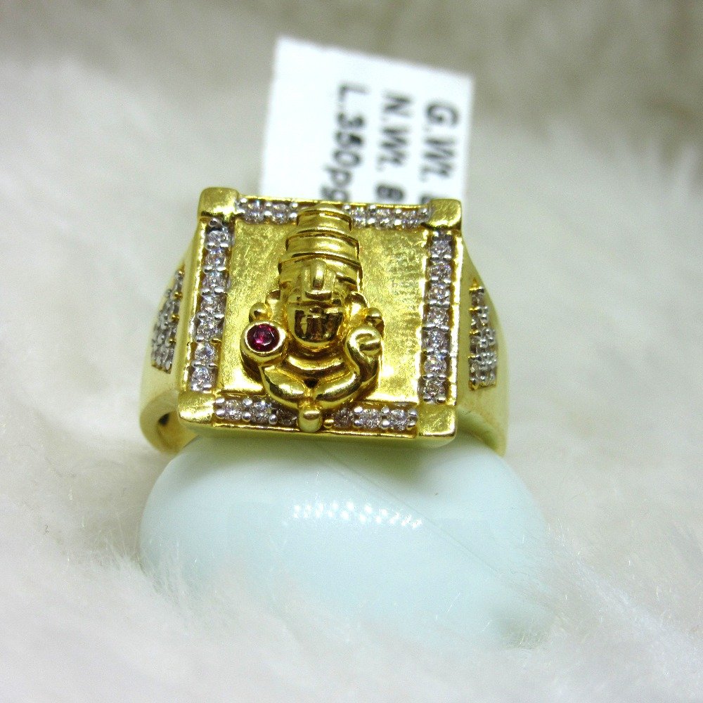 Gold swaminarayan gents ring